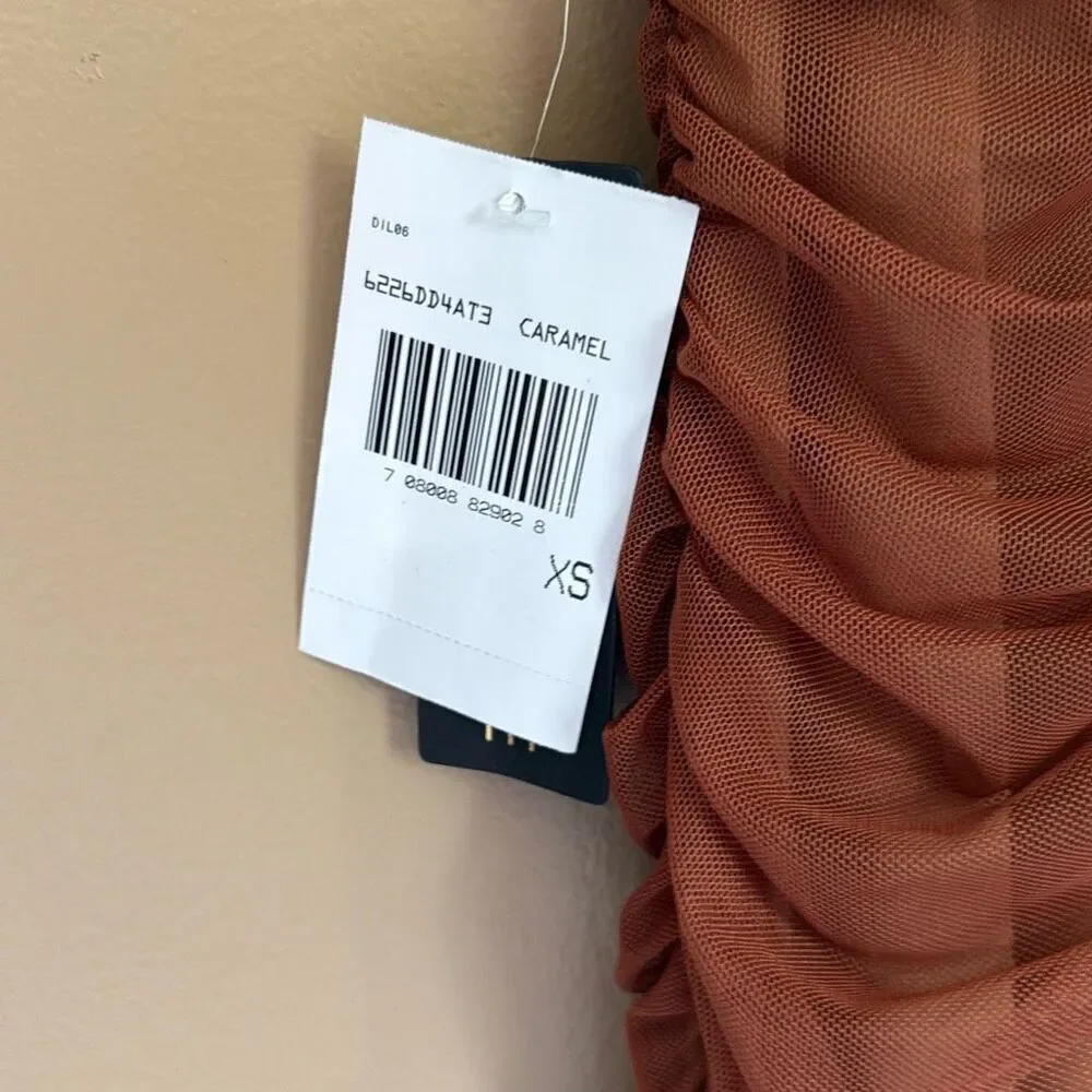 NWT City Vibe Ruched bodycon dress juniors size xs caramel color sleeveless form - Picture 3 of 9